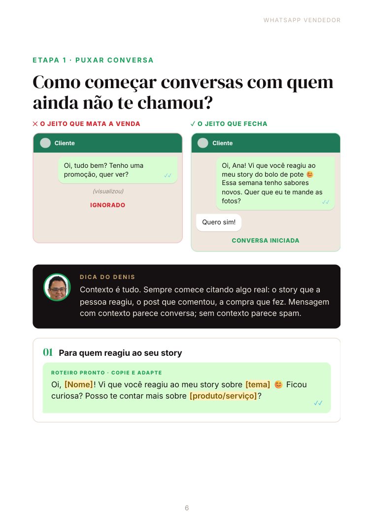 Página com comparação de conversas e roteiros